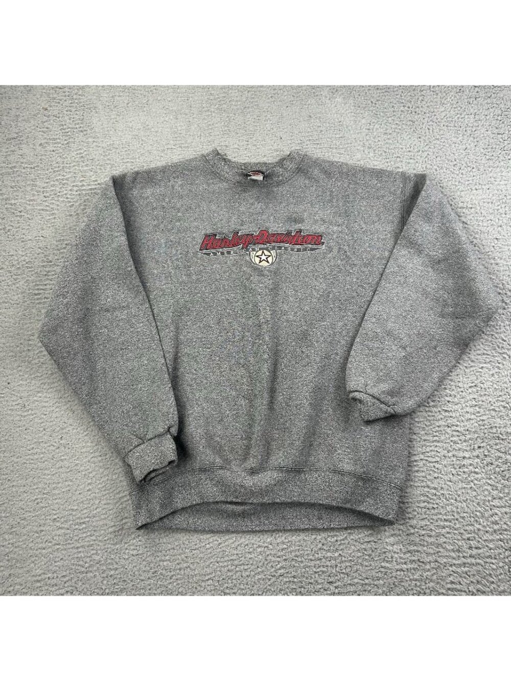 Harley Davidson Pullover Sweatshirt Gray Size Medium Embroidered Y2K Biker